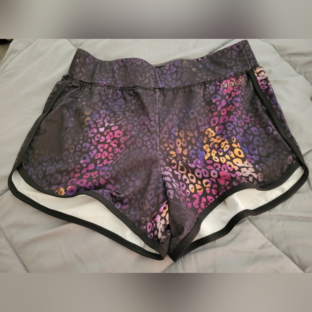 BEBE sport Vibrant Leopard Sports Athletic Running Shorts